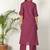 Women purple cotton katha & trim work kurta bottom set