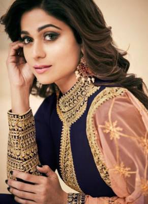 Blue Georgette Embroidered Wedding Wear Designer Anarkali Suit 2