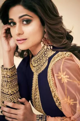 Blue Georgette Embroidered Wedding Wear Designer Anarkali Suit