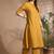 Women mustard cotton katha & trim work kurta bottom set