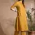 Women mustard cotton katha & trim work kurta bottom set