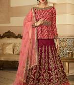 Maroon Raw Silk Embroidered Wedding Wear Designer Anarkali Suit