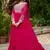 Rani pink georgette with embroidery beads sequins-work ready to wear gown wtth dupatta