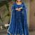 Royal blue chinnon anarkali   embroidery zari sequins-work with  dupatta full stitch