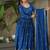 Royal blue chinnon anarkali   embroidery zari sequins-work with  dupatta full stitch