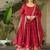 Maroon chinnon anarkali   embroidery zari sequins-work with  dupatta full stitch