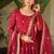 Maroon chinnon anarkali   embroidery zari sequins-work with  dupatta full stitch