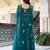 Teal green faux georgette anarkali suit with thread & sequin work – full stitched salwar kameez