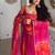 Pink orange faux georgette gown with printed work & full sleeves | partywear anarkali long dress for women