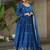 Royal blue chinnon anarkali   embroidery zari sequins-work with  dupatta full stitch