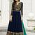 Navy Blue Faux Georgette Embroidered Wedding Wear Designer Anarkali Semi-Suit