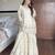 Off white chinon sharara suit with sequence embroidery & blue dupatta – full stitched salwar kameez