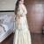 Off white chinon sharara suit with sequence embroidery & blue dupatta – full stitched salwar kameez