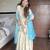 Off white chinon sharara suit with sequence embroidery & blue dupatta – full stitched salwar kameez