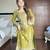 Olive green chinon straight suit with full sequence embroidery – ready to wear salwar kameez