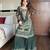Green faux georgette sequence embroidered kurti with sharara and dupatta – designer salwar kameez
