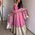 Pink chinon silk anarkali suit with zari embroidery sequins work & dupatta | partywear ethnic dress for women