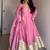 Pink chinon silk anarkali suit with zari embroidery sequins work & dupatta | partywear ethnic dress for women