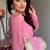 Pink chinon silk anarkali suit with zari embroidery sequins work & dupatta | partywear ethnic dress for women