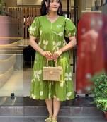 Parrot green rayon printed kurta