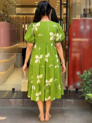 Parrot green rayon printed kurta 3