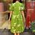 Parrot green rayon printed kurta