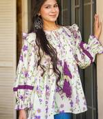 Off white cotton printed top