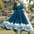 Rama blue faux blooming anarkali suit with heavy sequins & thread embroidery and white dupatta | partywear dress women