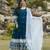 Rama blue faux blooming anarkali suit with heavy sequins & thread embroidery and white dupatta | partywear dress women