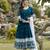 Rama blue faux blooming anarkali suit with heavy sequins & thread embroidery and white dupatta | partywear dress women