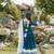 Rama blue faux blooming anarkali suit with heavy sequins & thread embroidery and white dupatta | partywear dress women
