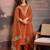 Rust viscose rayon heavy thread embroidery work kurta pant set