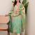 Multicolor assam silk print with work on neck kurta pant set