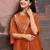 Rust viscose rayon heavy thread embroidery work kurta pant set