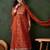 Orange georgette print with thread embroidery work kurta pant set