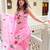 Pink viscose twill printed kurta pant set