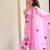 Pink viscose twill printed kurta pant set