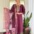 Wine rayon heavy thread embroidery work with printed dupatta kurta pant set