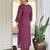 Wine rayon heavy thread embroidery work with printed dupatta kurta pant set