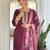 Wine rayon heavy thread embroidery work with printed dupatta kurta pant set