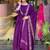 Purple chinon heavy thread embroidery work kurta pant set
