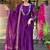 Purple chinon heavy thread embroidery work kurta pant set