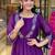 Purple chinon heavy thread embroidery work kurta pant set