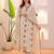 Cream rayon slub heavy thread embroidery work kurta pant set