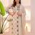 Cream rayon slub heavy thread embroidery work kurta pant set