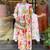 Cream cotton print with thread embroidery work kurta pant set