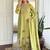 Pista green pure muslin heavy thread embroidery work with digital print kurta pant set