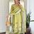 Pista green pure muslin heavy thread embroidery work with digital print kurta pant set