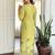 Pista green pure muslin heavy thread embroidery work with digital print kurta pant set