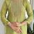 Pista green pure muslin heavy thread embroidery work with digital print kurta pant set